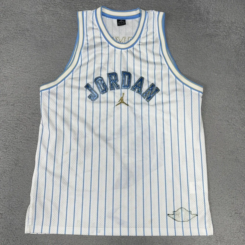 VTG Air Jordan Denver Nuggets Carmelo Anthony Jersey Mens XL Blue Stripe #15 Y2K